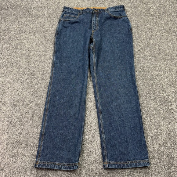 Duluth Jeans Mens 37x32 Blue Flex Ballroom Straight Leg Workwear Denim Casual - Picture 1 of 7